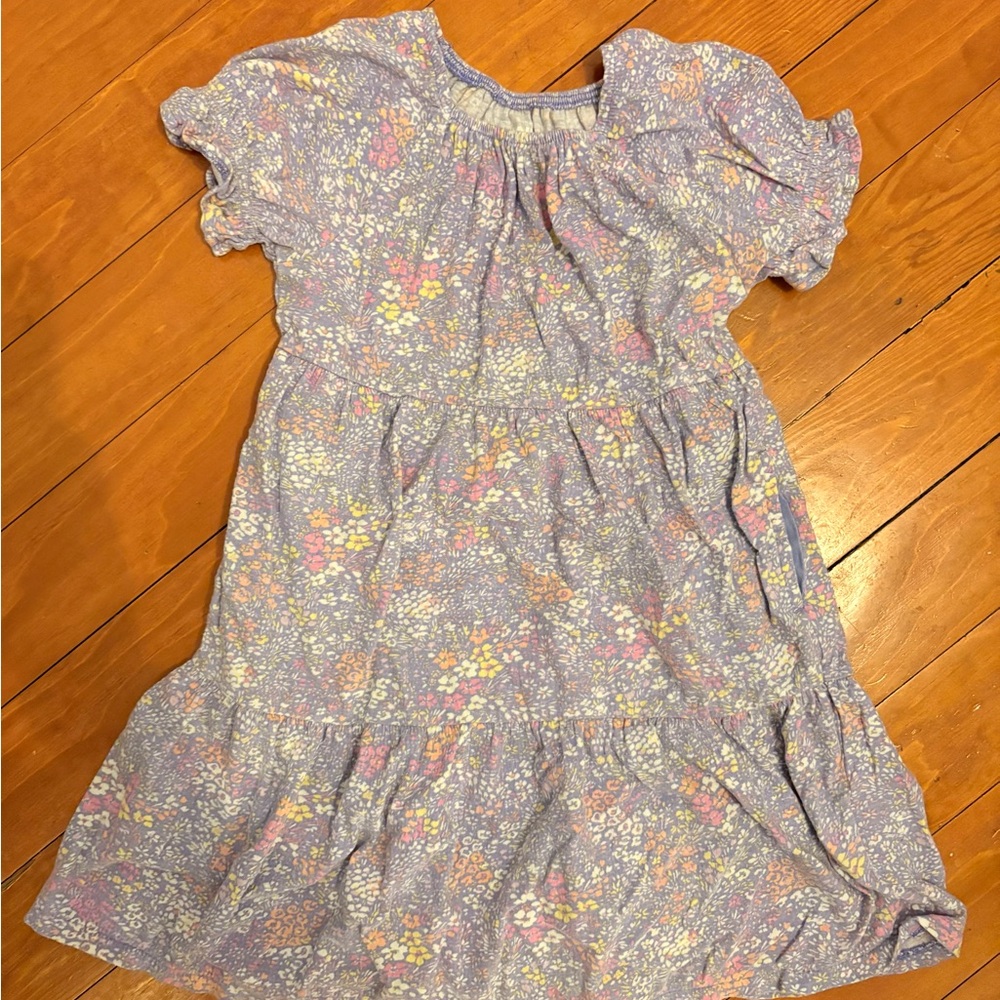 Lands End Floral Kids Dress in Purple and Pink